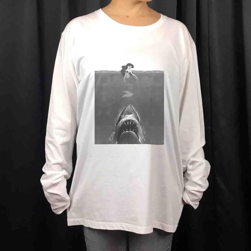 レア　やっかい村興業　危危危スペシャル　ロンT 8851 Amazon | 人魚姫 ジョーズ Jaws 危険 モノクロ ストリート